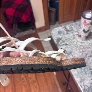 Birkenstock Cream Sandals with Cork Footbed